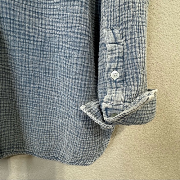 Magaschoni Organic Cotton Gauze Button-Up Shirt – Blue L - Picture 8 of 10